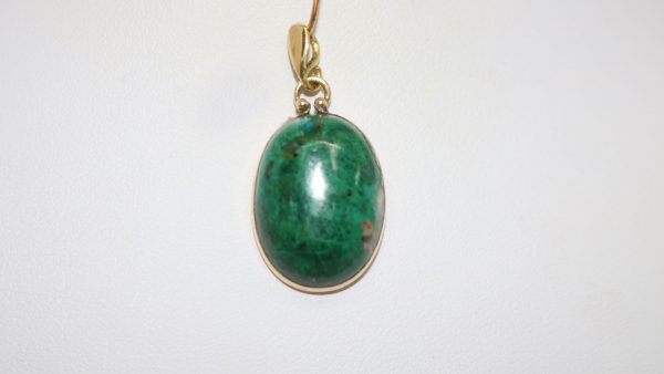 Malakite Pendent With 14K Gold