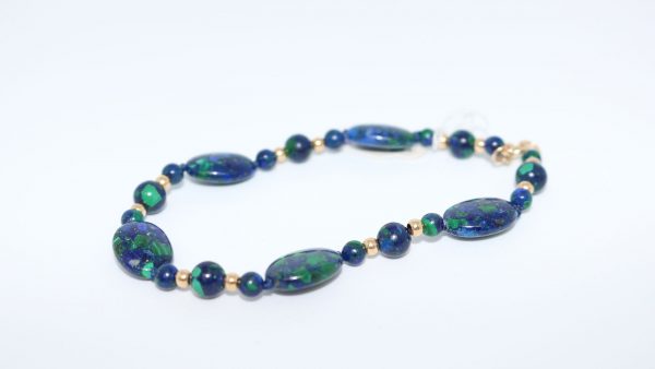 Azurite Bracelet With 14K Gold