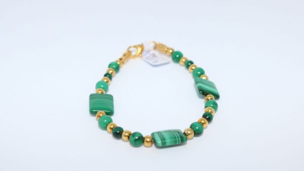 Malakite Bracelete With Silver ( Gold Plated )