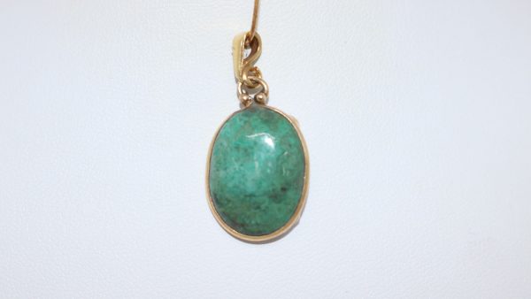 Malakite Pendent With 14K Gold