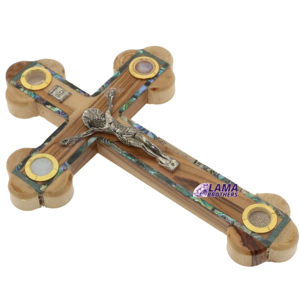 Olive Wood Cross covered with Mother of Pearl
