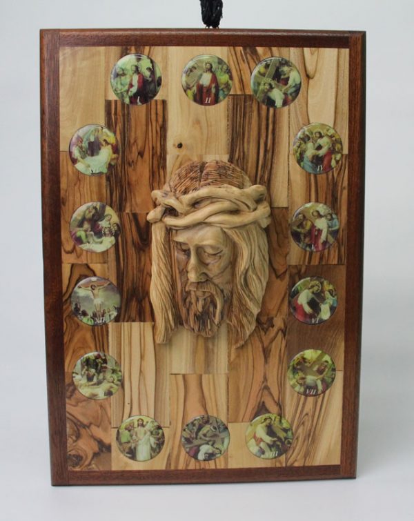 Jesus 3D Face surrounded with Stages of the Cross