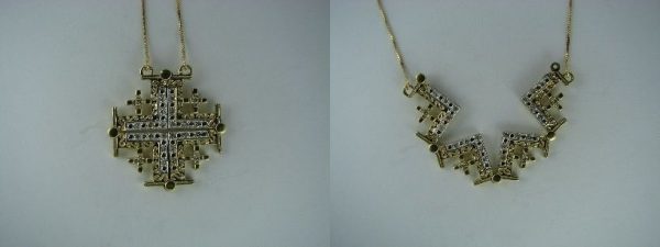 Open cross with diamond 14K