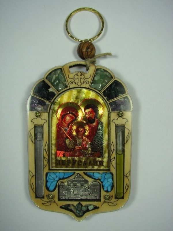Holy Family decorated with Oil & Holy Water & Genuine Stone