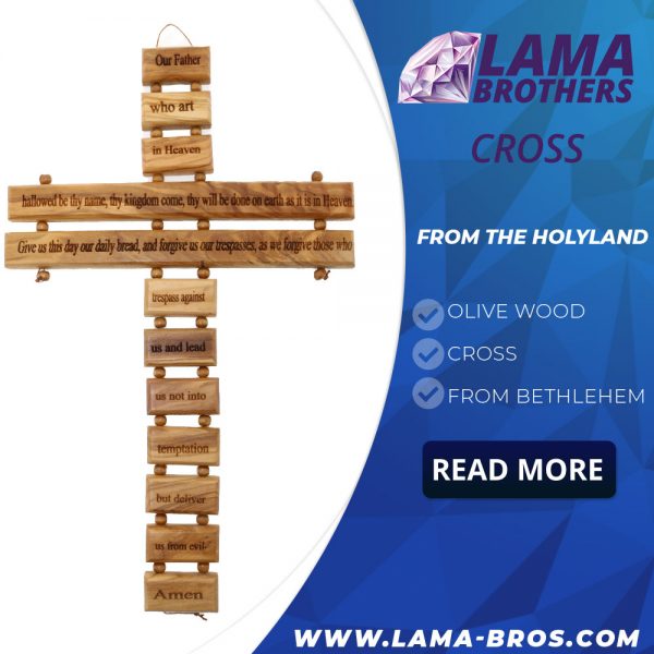 Our Father Olive Wood Cross