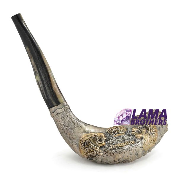 Jerusalem Lions Shofar Silver Plated