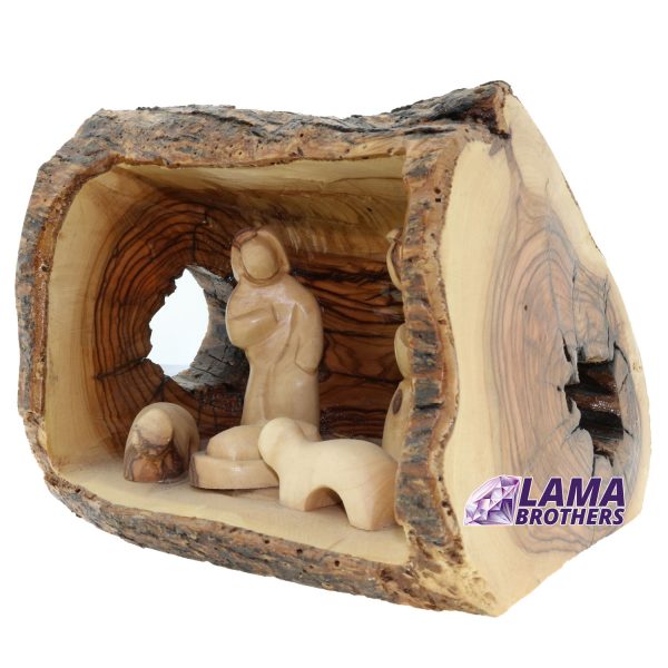 Olive Wood Bark Nativity Set - Image 3