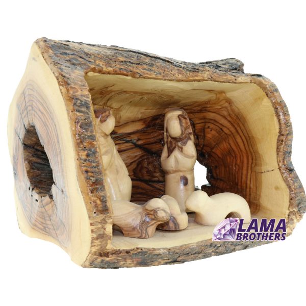 Olive Wood Bark Nativity Set - Image 2