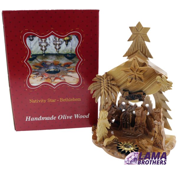 Olive Wood Christmas Nativity With Music