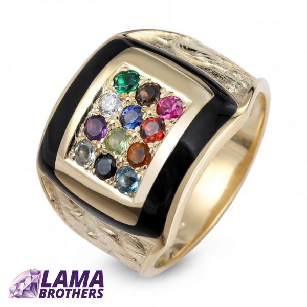 Anbinder Jewelry 14K Yellow Gold & Black Enamel Hoshen