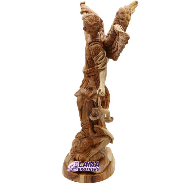 Saint Michael Olive Wood Statue - Image 3