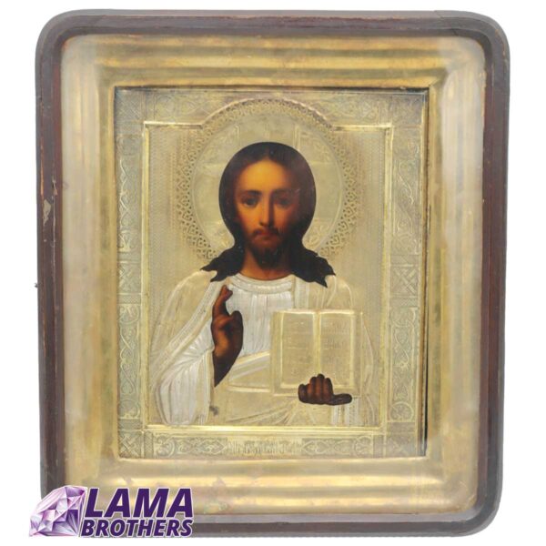 Christ Pantocrator in Brass Oklad and Kiot Shadow Frame