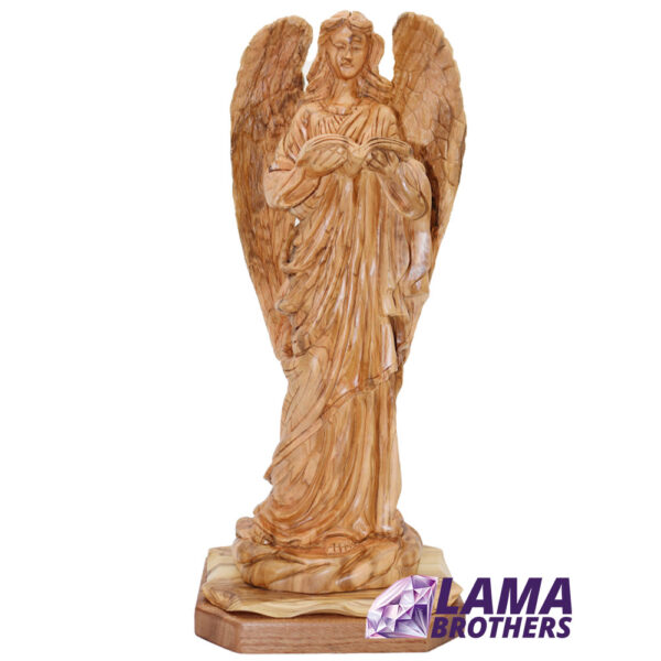 Angel Holding Bible Olive Wood Bible
