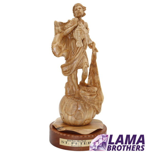 Olive Wood Saint Peter Statue
