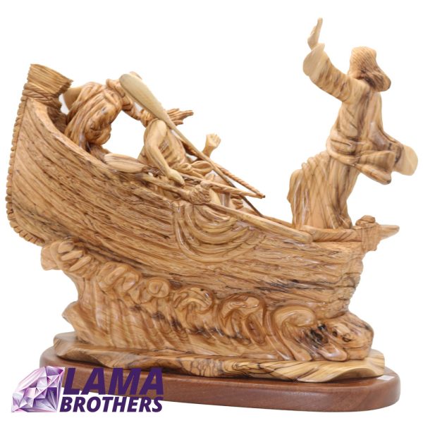 Jesus Calms The Storm Olive Wood Statue Very Large - Image 2