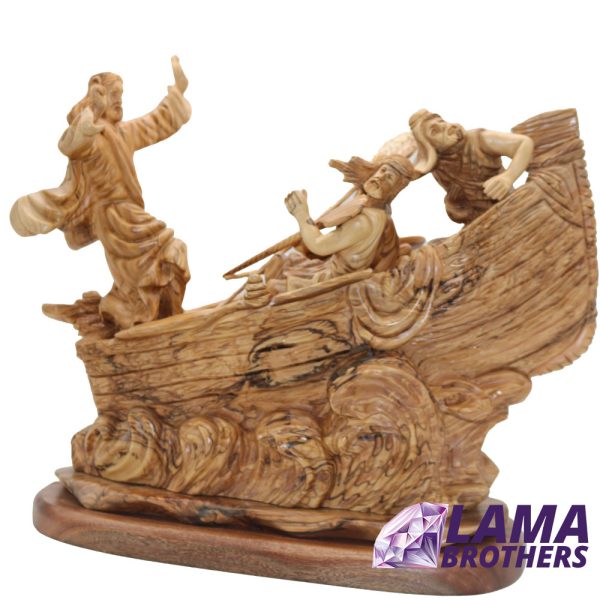 Jesus Calms The Storm Olive Wood Statue Very Large