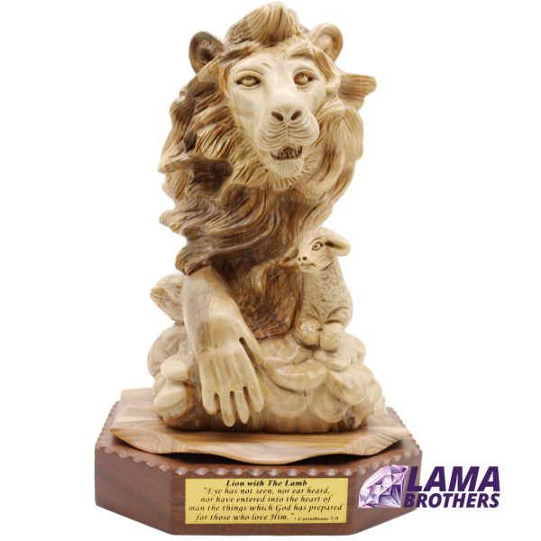 Lion With The Lamb Olive Wood Figure