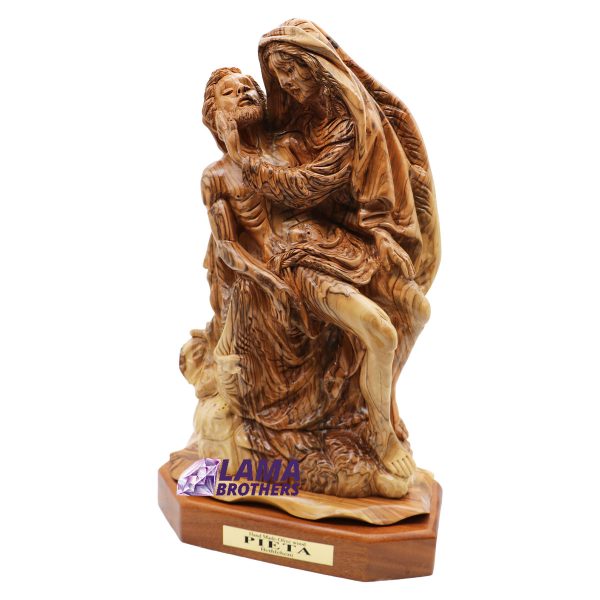 Hand-Carved Olive Wood Pieta Sculpture - Image 2