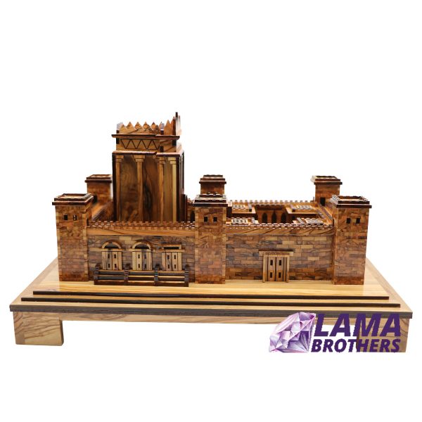 Hand-Carved Olive Wood Temple Model - Jerusalem Holy Site Replica - Image 2