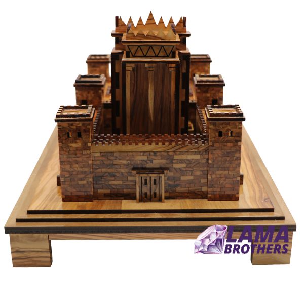 Hand-Carved Olive Wood Temple Model - Jerusalem Holy Site Replica - Image 3