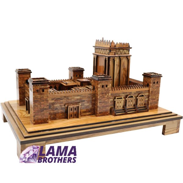 Hand-Carved Olive Wood Temple Model - Jerusalem Holy Site Replica