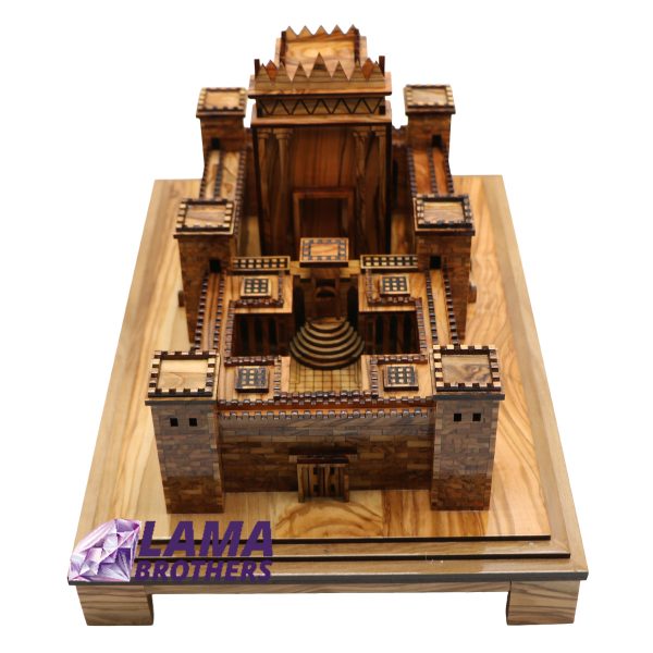 Hand-Carved Olive Wood Temple Model - Jerusalem Holy Site Replica - Image 4