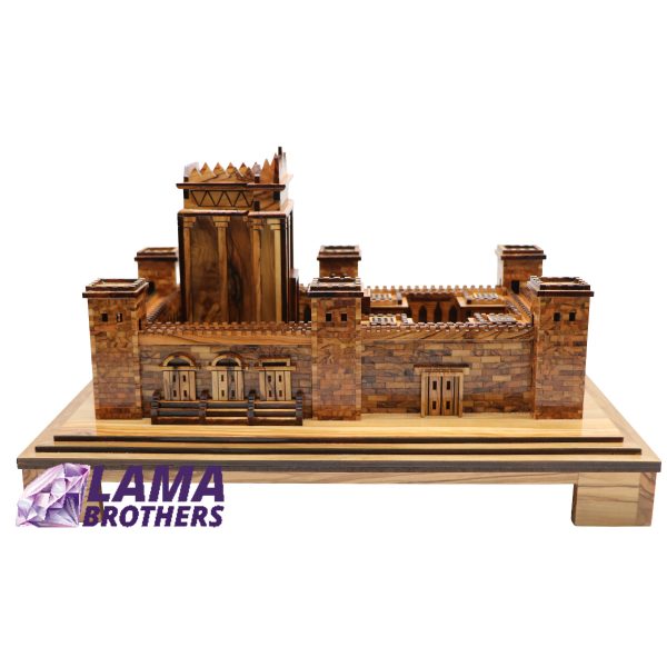 Hand-Carved Olive Wood Temple Model - Jerusalem Holy Site Replica - Image 5