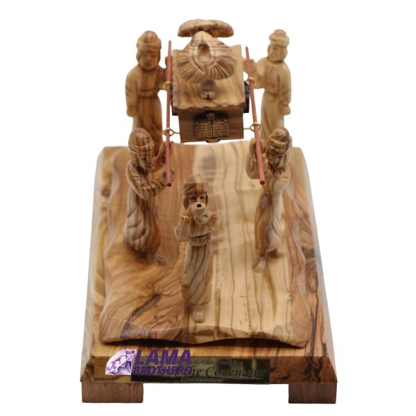 Olive Wood Ark of the Covenant Procession Sculpture - Small - Image 2