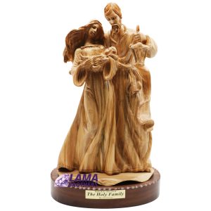 Olive Wood Holy Family Sculpture
