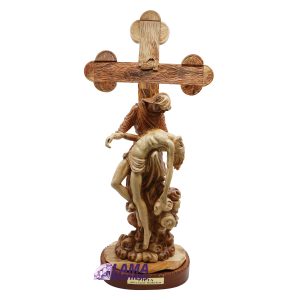 Hand-Carved Olive Wood Deposition from the Cross / Pieta Statue