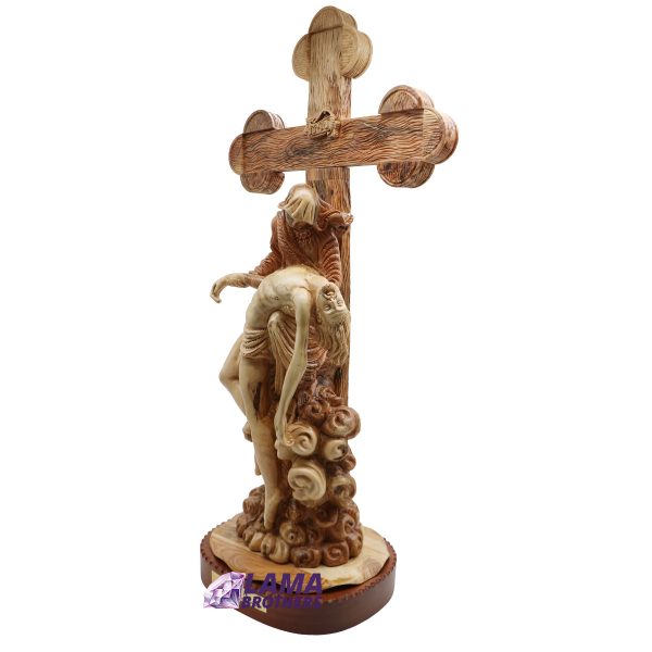 Hand-Carved Olive Wood Deposition from the Cross / Pieta Statue - Image 3
