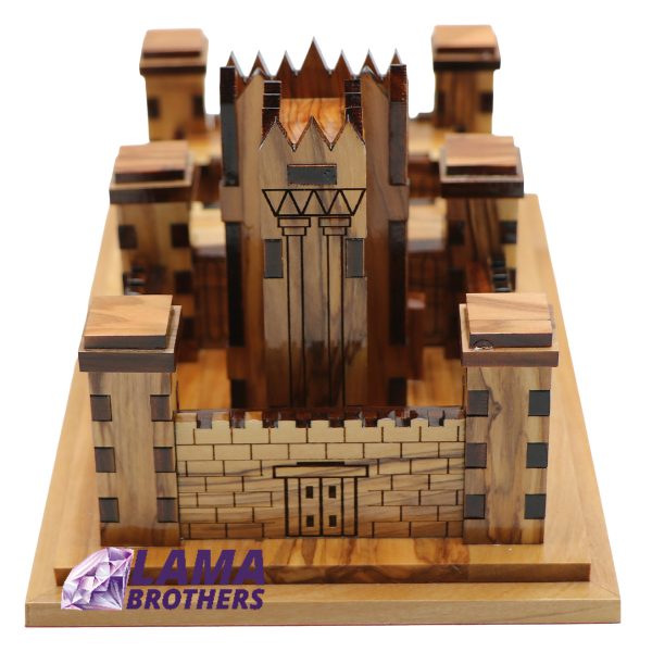 Hand-Carved Olive Wood Temple Model - Jerusalem Holy Site Replica Small - Image 3